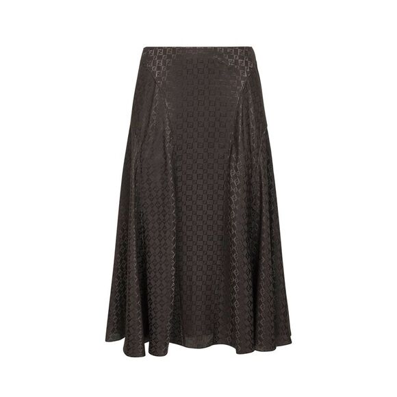 Fendi Women Brown Jacquard Ff Silk Midi Skirt - Picture 1 of 2